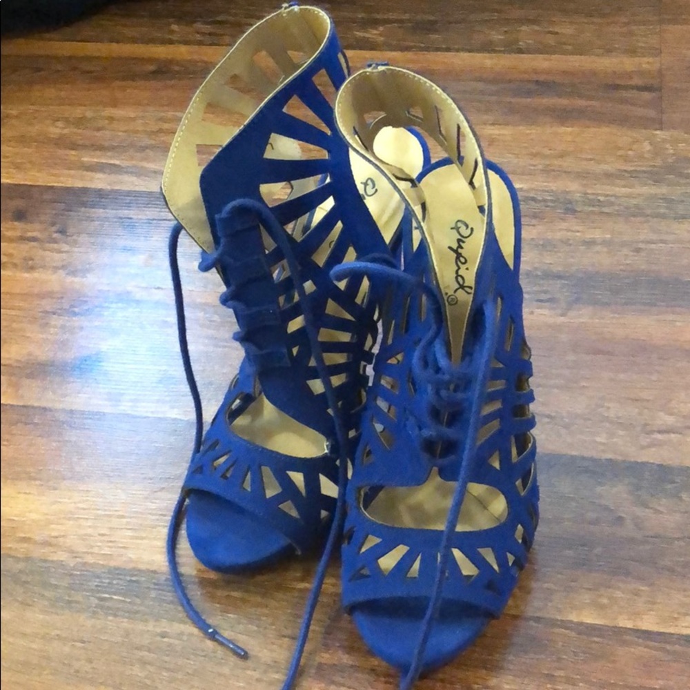 Blue Lace Up Heels